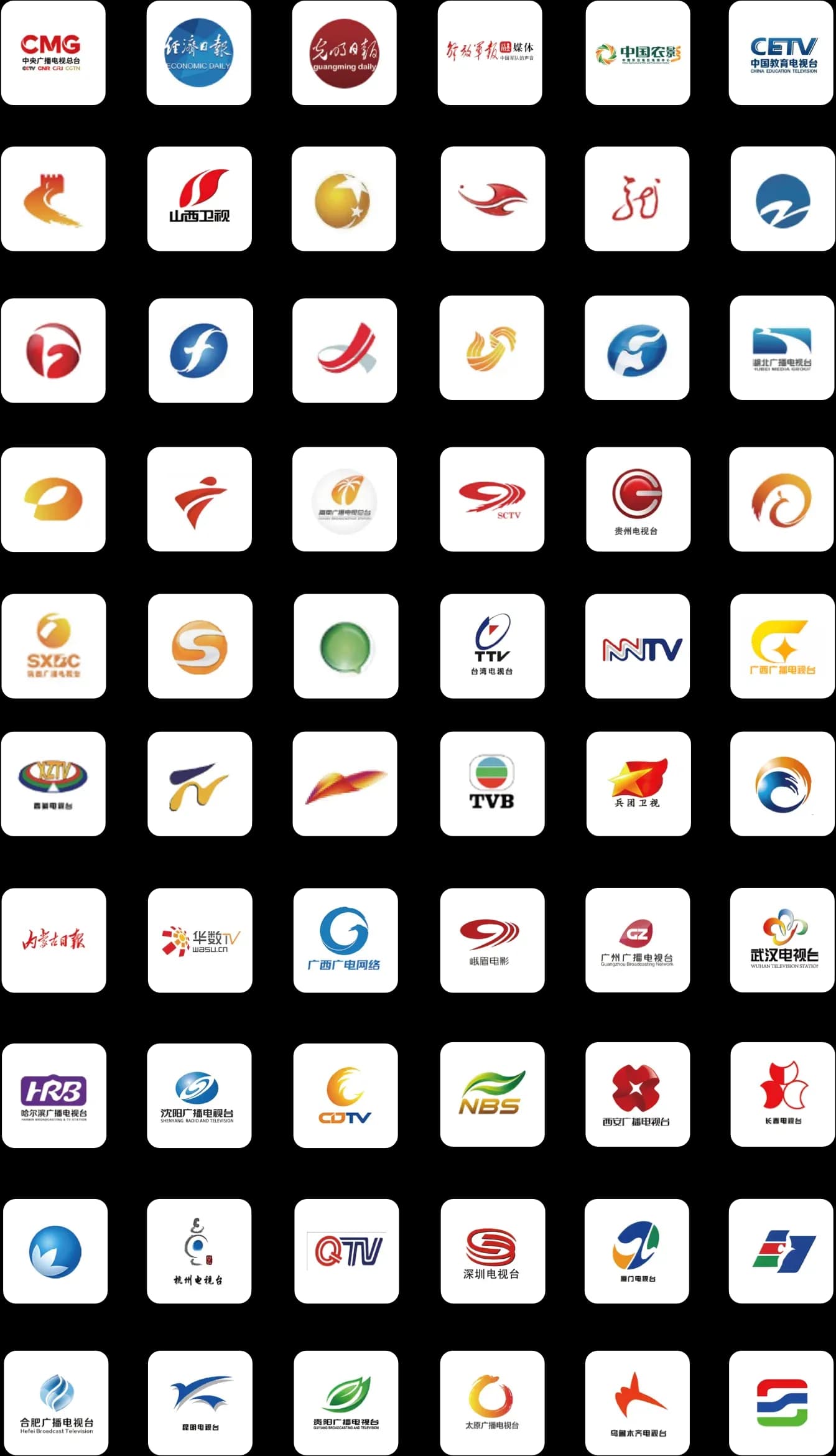 Broadcasters and media groups across China